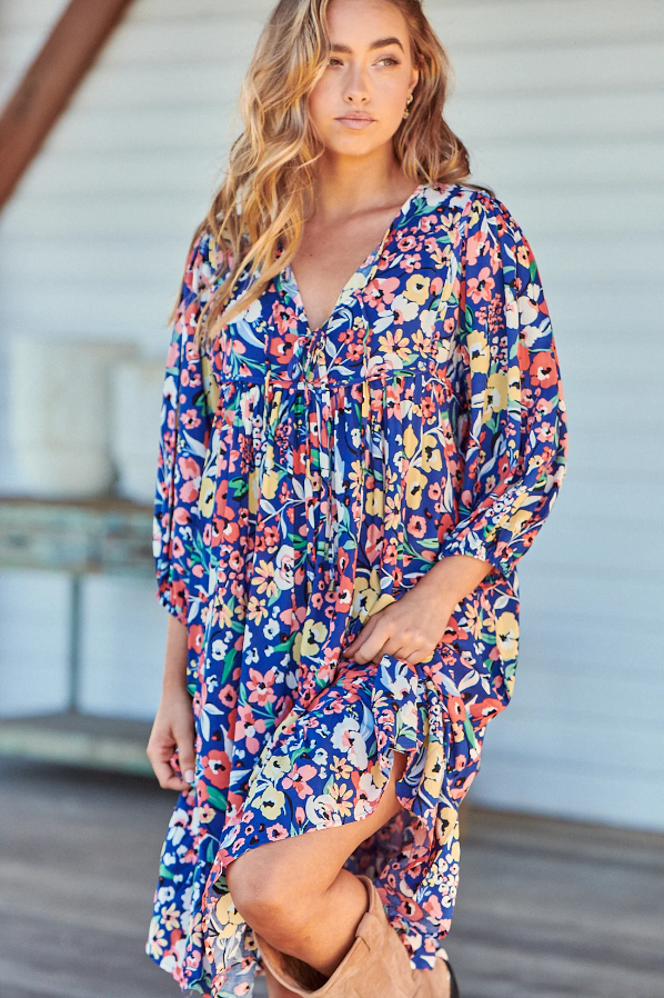 Jaase - Carnation Print French Dress