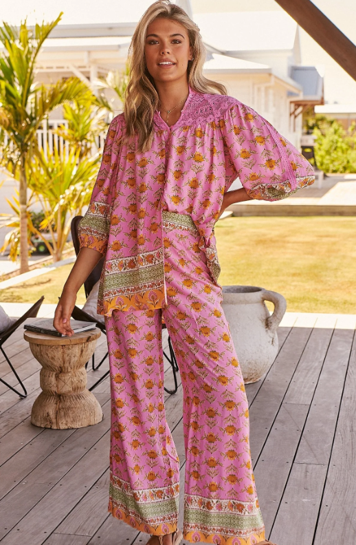 JAASE - Jax Pants: Blushing Meadow Print