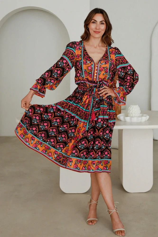 Midi šaty - Podzimní radost