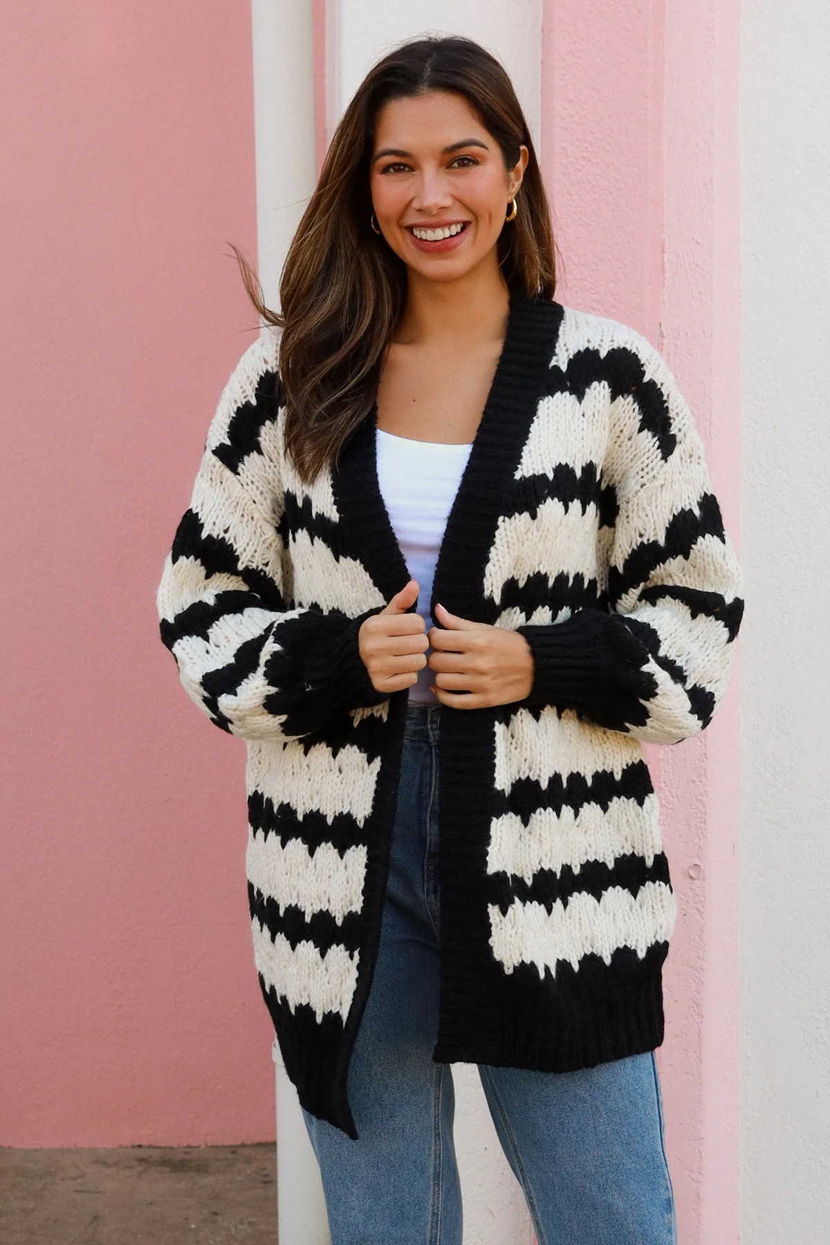 Chunky kardigan - Midnight Stripes