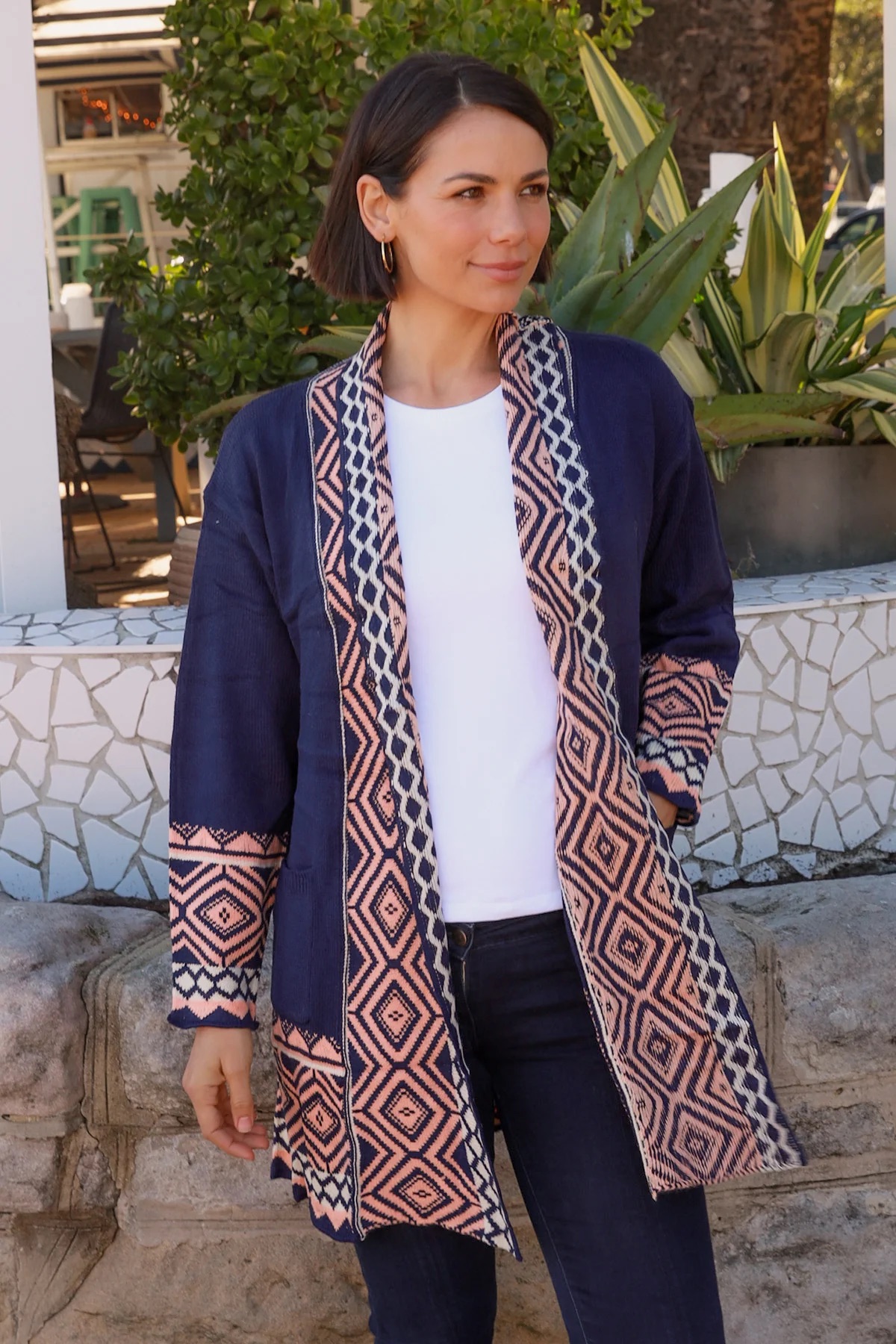 Boho kardigan - Nádech půlnoci