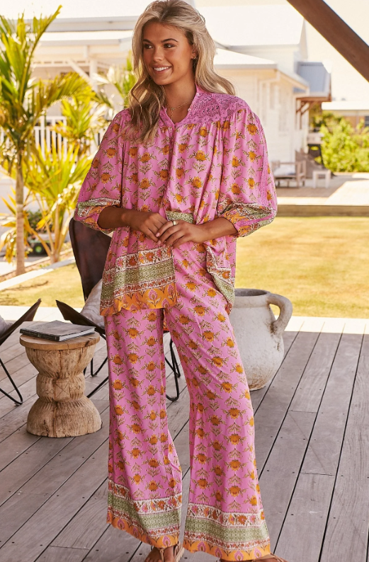 JAASE - Jax Pants: Blushing Meadow Print