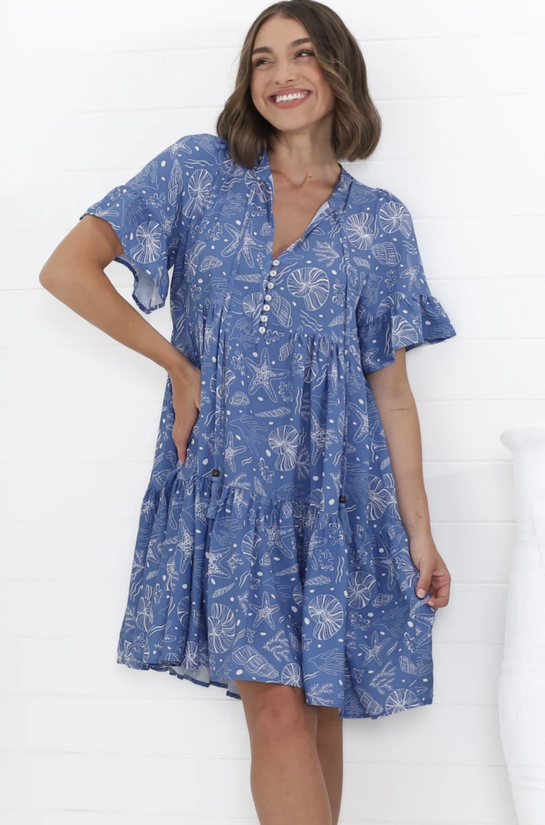 Mořské mini šaty – Modrá letní romance