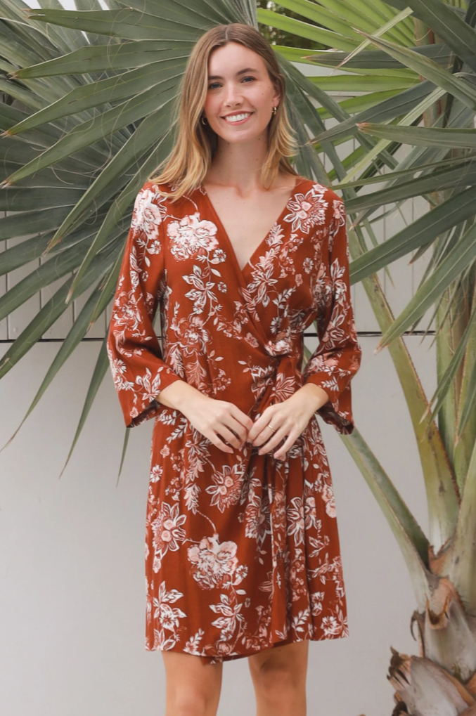 Zavinovací šaty - Boho Terra Bloom