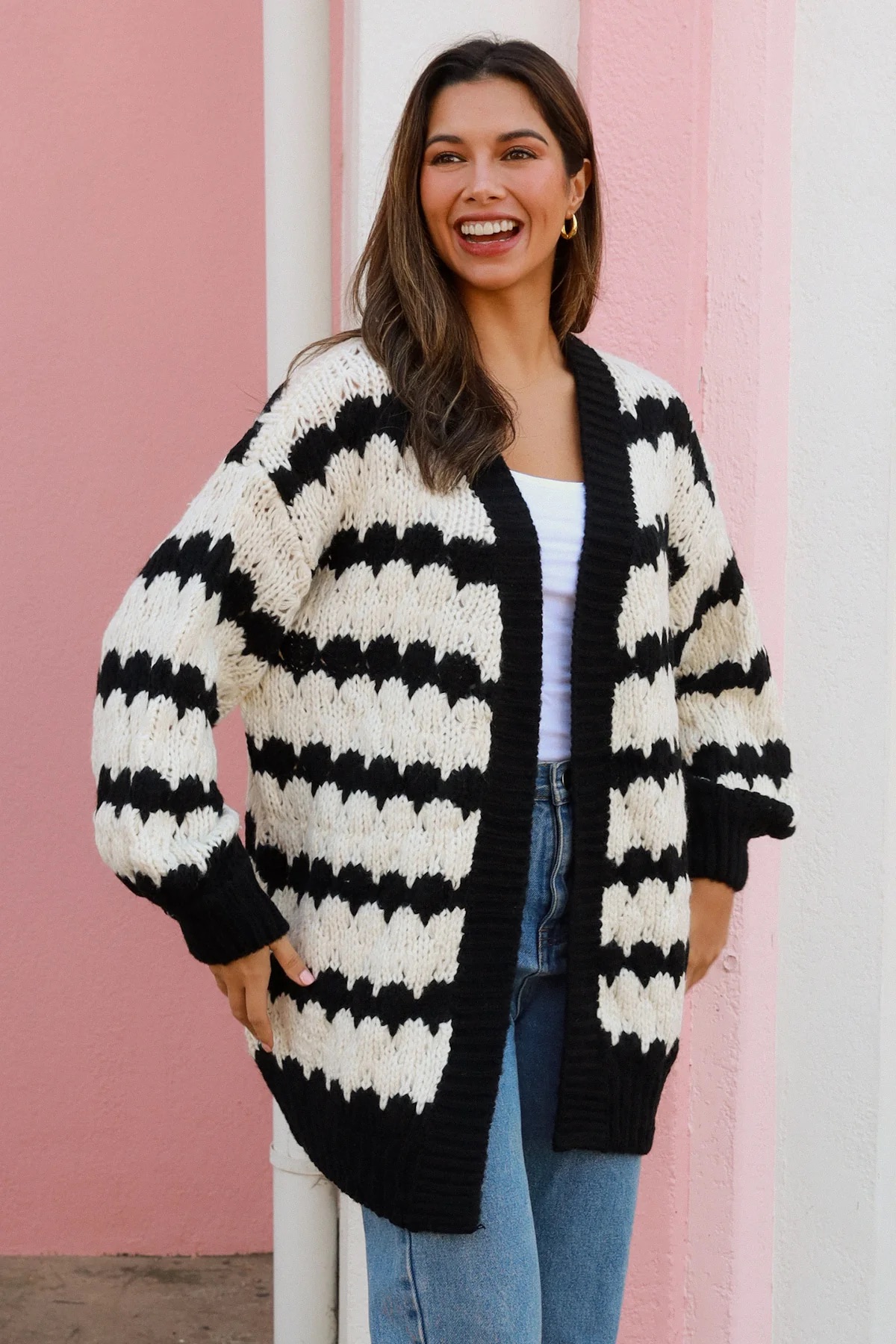 Chunky kardigan - Midnight Stripes