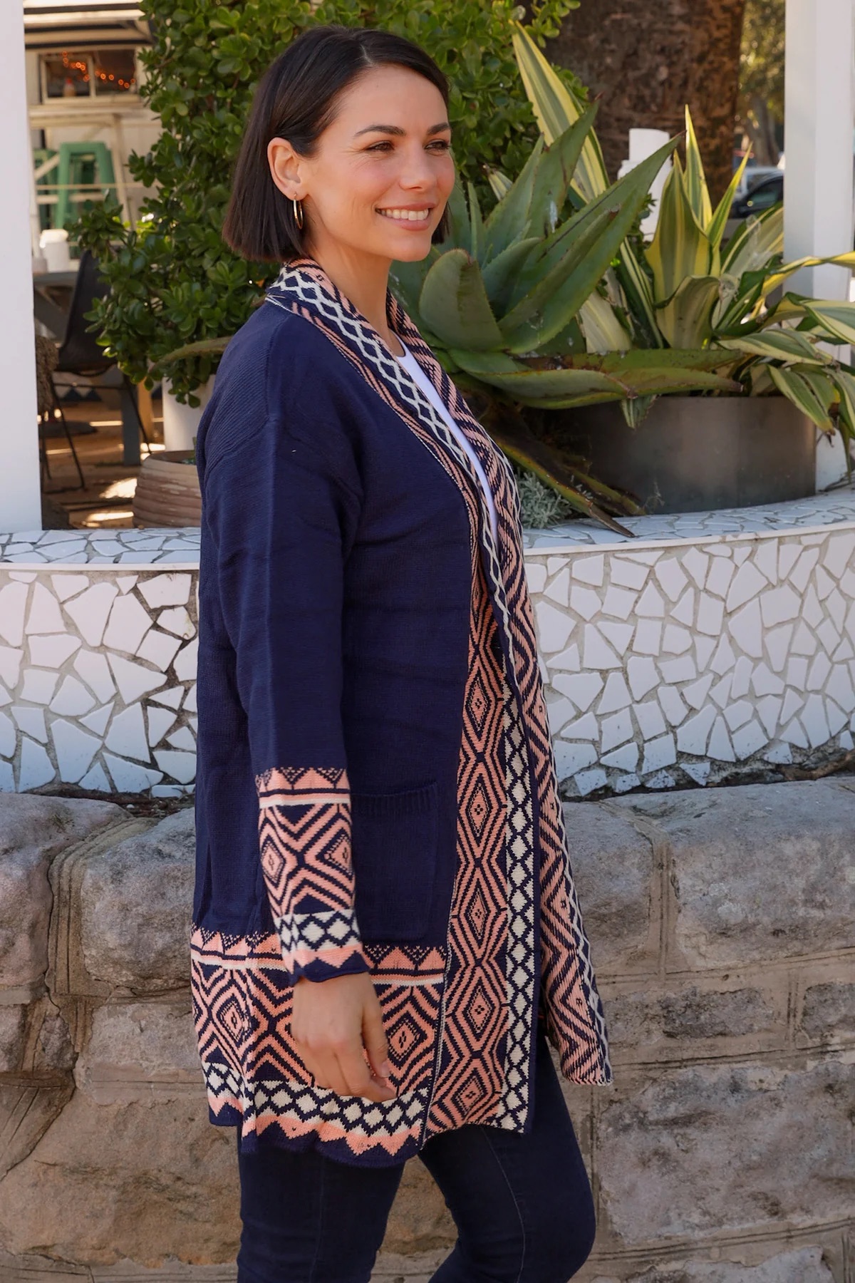 Boho kardigan - Nádech půlnoci