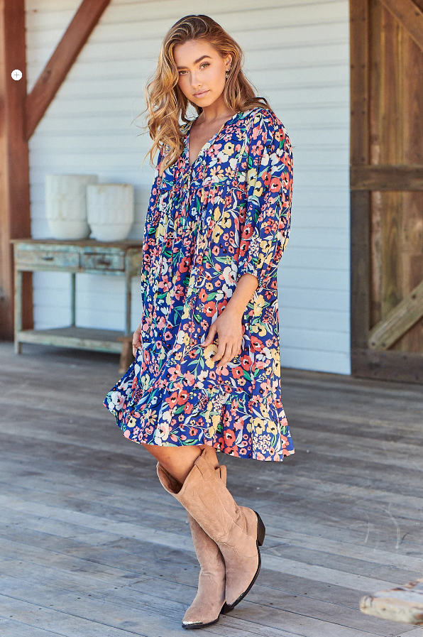 Jaase - Carnation Print French Dress