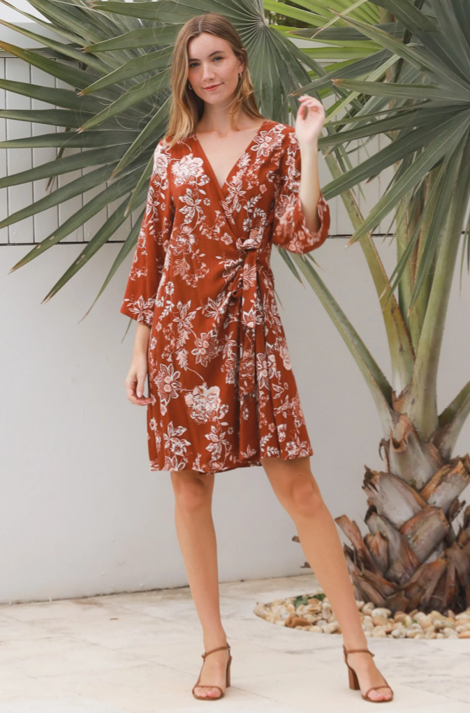 Zavinovací šaty - Boho Terra Bloom