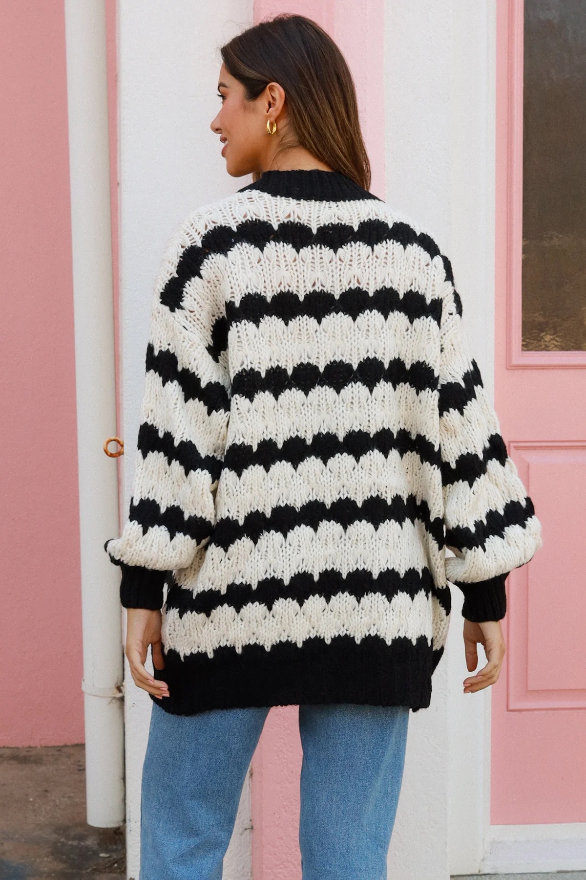 Chunky kardigan - Midnight Stripes