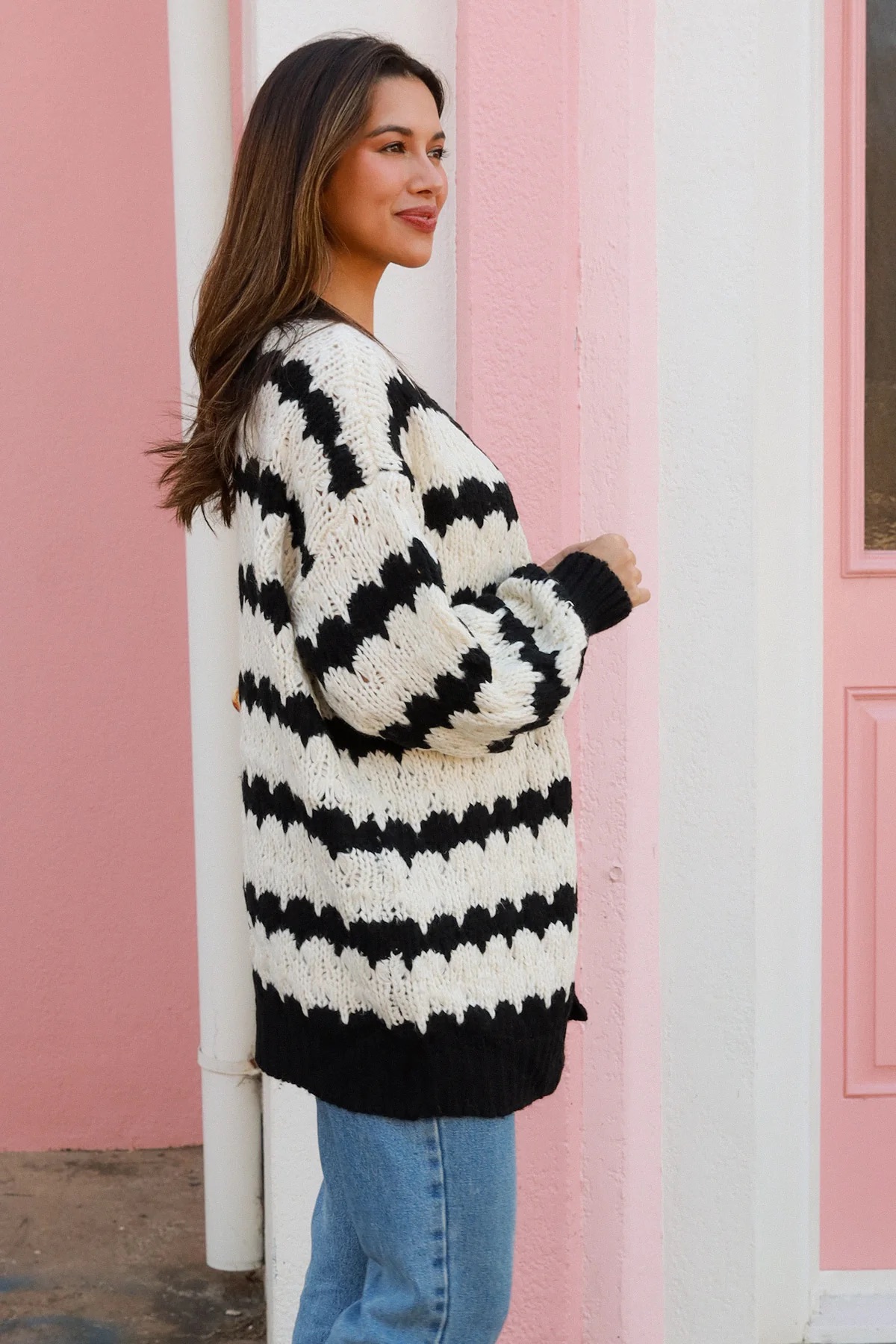 Chunky kardigan - Midnight Stripes