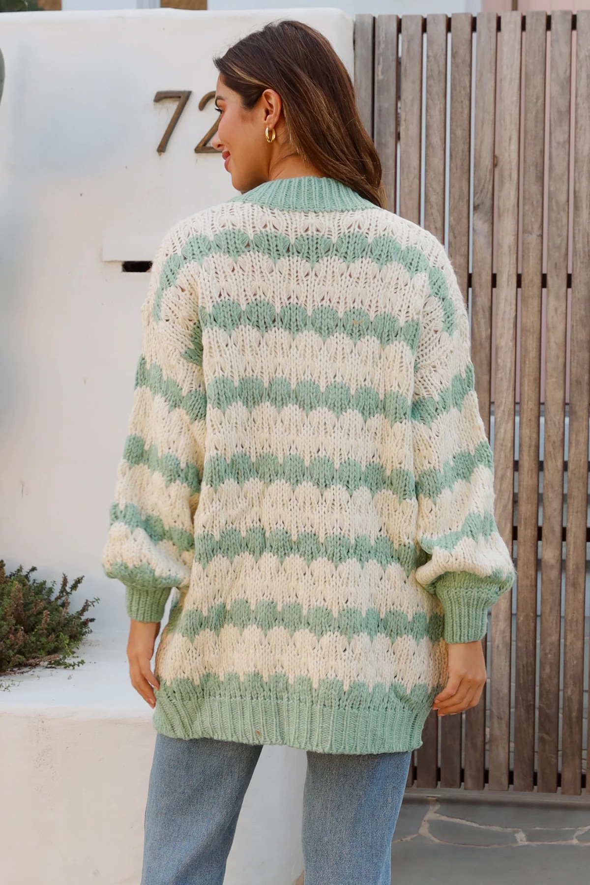 Chunky kardigan - Forest Stripes