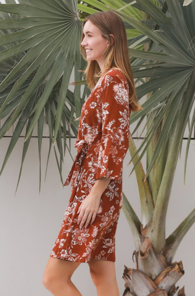 Zavinovací šaty - Boho Terra Bloom